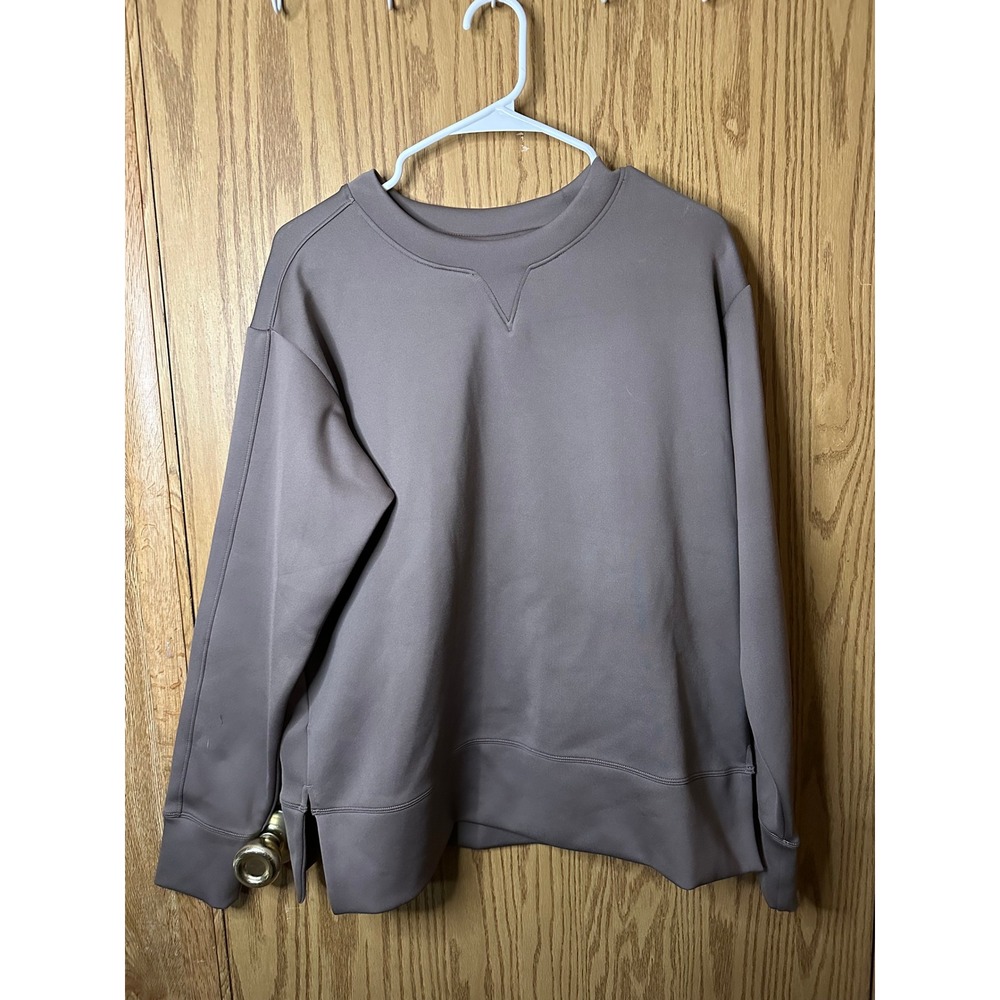 Zella Women's Sweatshirt Long Sleeve Pullover Taupe Size M Athleisure